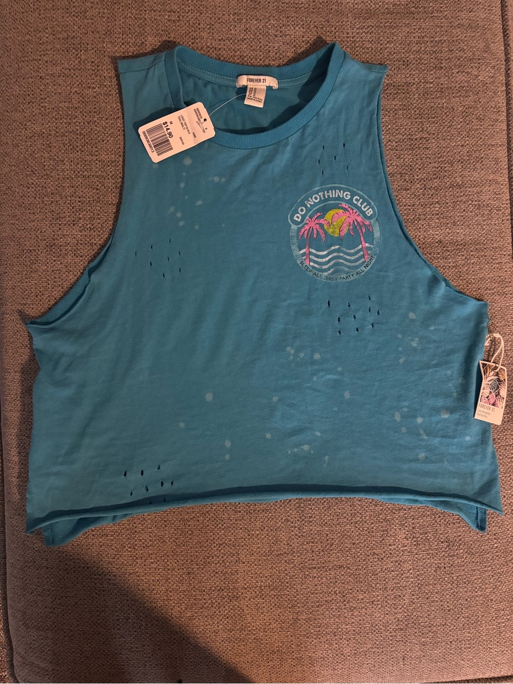 Forever 21 Teal 'Do Nothing Club' Cropped  Tank